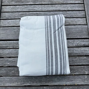 Pottery Barn Riviera Striped Cotton Lined Curtain Drape Charcoal 50”x96” Cut Tag - Picture 1 of 5
