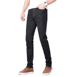 Men's Jeans Slim Fit Straight Leg Micro Elastic Denim Trousers Light Business Je - Picture 1 of 112