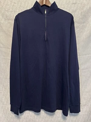 Suéter informal Turnbury para hombre grande azul marino manga larga 1/4 cremallera 100 % algodón Foto 1 de 4