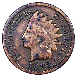 USA - 1 One Cent 1892 " Indian Head " Philadelphia - Bronzo - KM.90a Schön.117a - Picture 1 of 2
