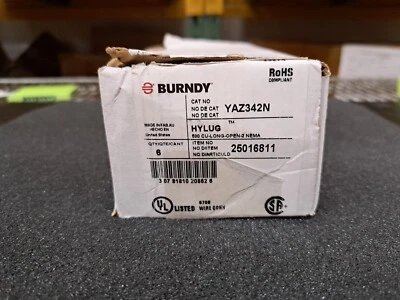 New, Burndy, YAZ342N, Copper Compression Lug 2 Hole - Image 1 of 4