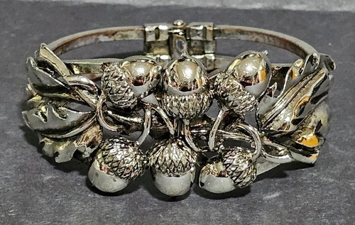 VALENTINO Bracciale Morsetto Avvolto Ghianda Argento Tono Natura Giardino Alberi Fiori LEGGERE