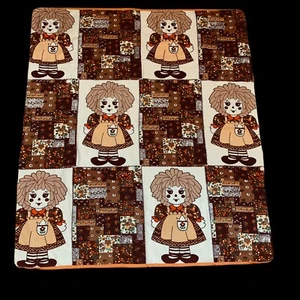 True Vintage Raggedy Ann Style Doll Patchwork Fabric Duvet Cover Homemade 40x46 - Picture 1 of 24