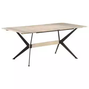 Solid Wood Dining Table Industrial Rustic Leg Timber Kitchen Cafe Desk Rectangle - Picture 1 of 11