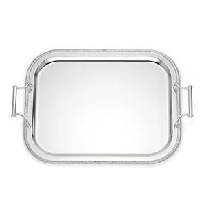 Rectangle Silverplate Tray with Handles, 1 Count, Metallic - Picture 1 of 4