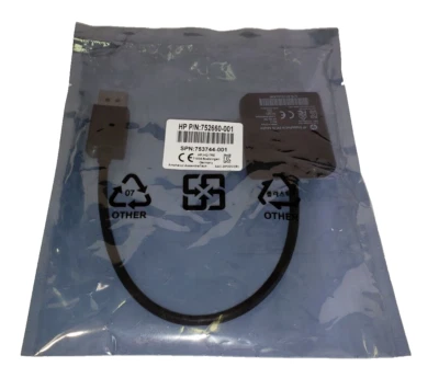 (OEM) HP DisplayPort to DVI SL Adapter (Part #752660-001) (New - Factory Sealed) - Image 1 of 4