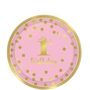 Amscan Platos para Fiesta Diseño Metalizado de Papel 1er Cumpleaños (SG30972) - Imagen 1 de 1