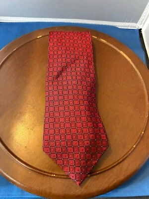 Corbata geométrica Enro Platinum roja 100 % seda para hombre Foto 1 de 4
