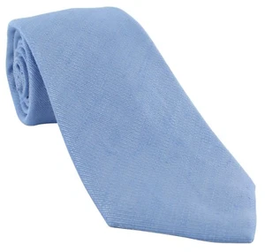 Haddon & Burley Light Blue Plain Silk & Cotton Tie - Picture 1 of 4