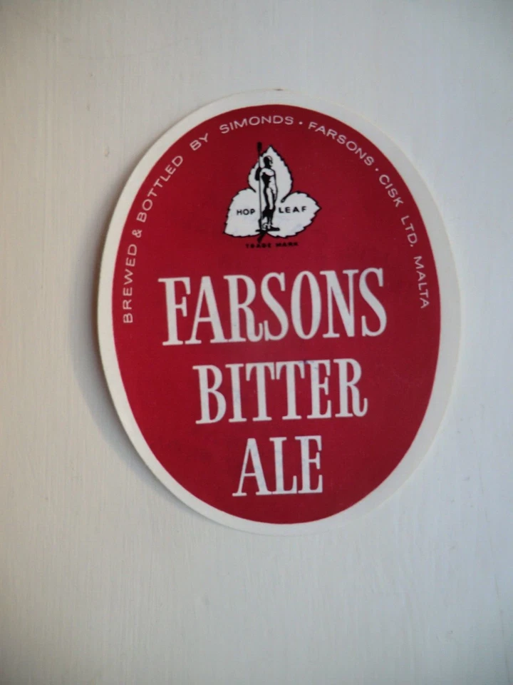 SIMONDS FARSONS CISK MALTA BITTER ALE BREWERY BEER BOTTLE LABEL - Image 1 of 1