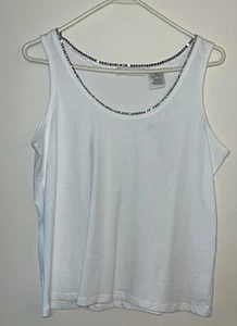 New With Tags Womens Size Medium Sleeveless White top with Rhinestone Trim - Picture 1 of 5