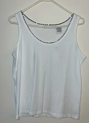 New With Tags Womens Size Medium Sleeveless White top with Rhinestone Trim - Image 1 of 4