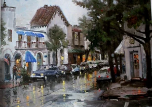 KINKADE'S "RAINY DAY IN CARMEL" LIMITED EDITION SIGNED AND NUMBERED - Picture 1 of 9