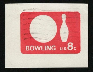 US 1971 #U563 Rose Red 8c Bowling Issue Cut Square Used - Picture 1 of 2