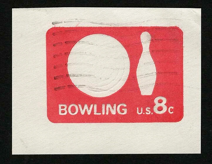 US 1971 #U563 Rose Red 8c Bowling Issue Cut Square Used - Image 1 of 2