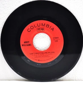 ANDY WILLIAMS "Can't Help Falling In Love / Sweet Memories" 1970 45RPM - Picture 1 of 4