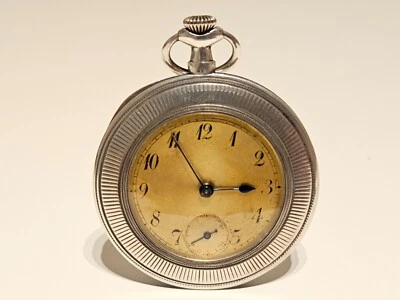 ANTIQUE UNBRANDED LUXURY SLIM SILVER 875/84 SWISS MECHANICAL MEN'S POCKET WATCH - Image 1 of 4