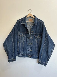 Giacca denim blu camionista Levi Type 3 vintage anni 70 taglia XL USA usata ottima - Foto 1 di 15