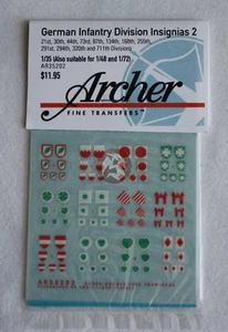 Insignias de vehículo de la división de infantería alemana Archer 1/35 Segunda Guerra Mundial #2 Ar35202 - Imagen 1 de 1