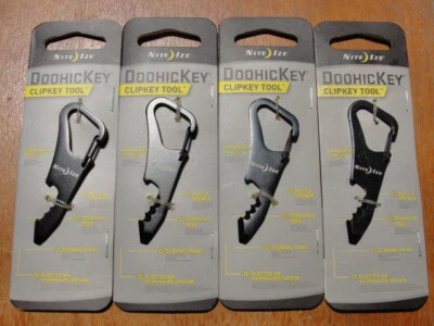 Nuevo Paquete de 4 HERRAMIENTA CLIPKEY de viaje Nite Ize DoohicKey negra duradera de acero inoxidable Foto 1 de 2