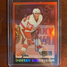 2020-21 O-Pee-Chee Platinum Retro Red Rainbow Rookie Auto Gustav Lindstrom #R-65