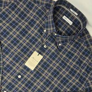 NUEVA Camisa Peter Millar Acabado Corona Botón Para Hombres XL Azul Verde Tartán Cuadros Nueva con Etiquetas - Imagen 1 de 10