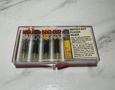 (4) Koh-I-Noor Rapidograph Technical Pen Nib Points w/ Cases 72D Chrome Plated - Image 1 of 3