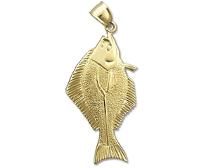 14 Karat Gold Heilbutt Anhänger - Bild 1 von 6