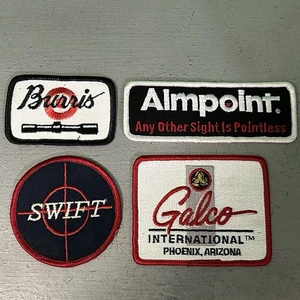 (4) GUN SCOPE Patch Lot New Swift/Burris/Galco/Aimpoint Shooting Hunting Rifle - Picture 1 of 10