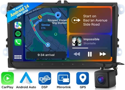 Eonon VWX7 Android 14 Car Stereo Radio CarPlay GPS for VW Golf Tiguan Passat B7 - Image 1 of 4