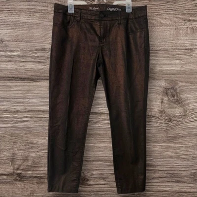 Pantalones ajustados The Limited Denim Legging Jean para mujer bronce metálico elástico 12 Foto 1 de 4