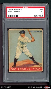 1933 Goudey #92 Lou Gehrig Yankees HOF PSA 3 - VG - Picture 1 of 2