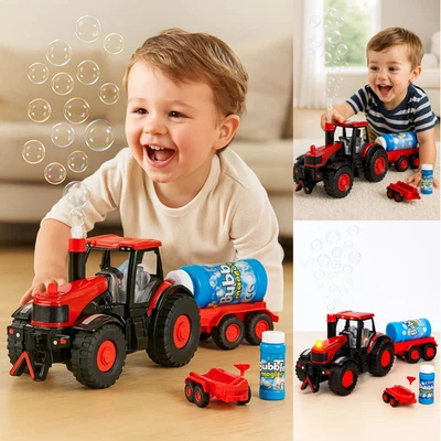 Electronic Farm Vehicle Bubble Making Tractor & Train Toy with Light & Sound - Image 1 of 4