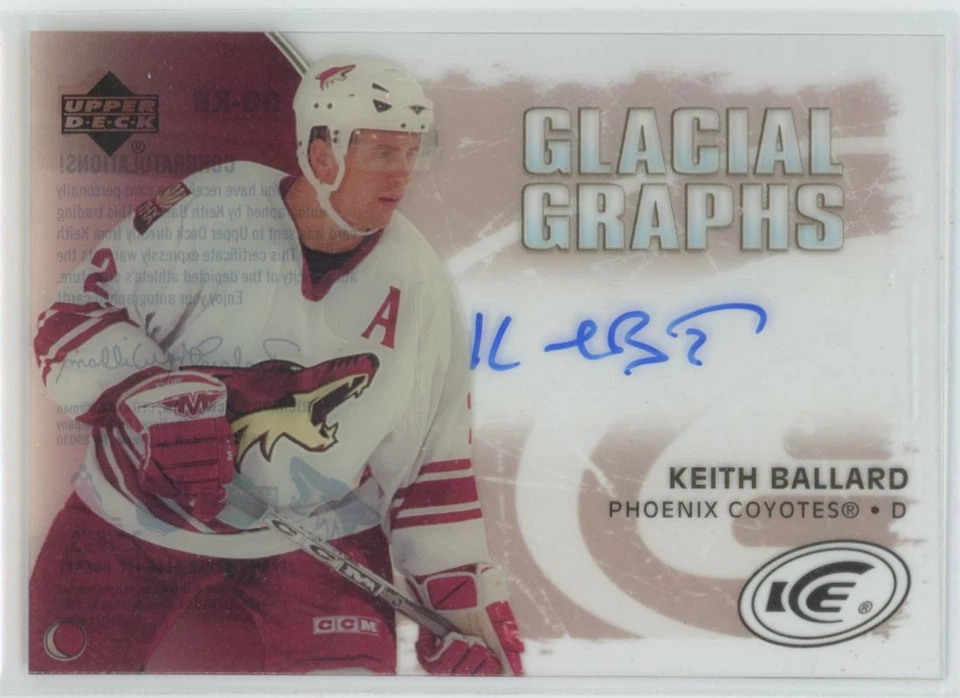 2005-06 Upper Deck Ice Glacial Graphs Keith Ballard Auto Phoenix Coyotes #GG-KB - Image 1 of 2
