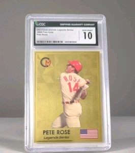 2023 Pete Rose Cook Islands 1/2g .9999 Gold Card Legends Series CGC GEM MINT 10 - Picture 1 of 3