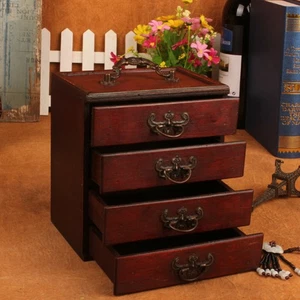 Cassettiera portagioie legno retrò antica scatola porta trucchi organizer  - Foto 1 di 7