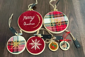 Handarbeit signiert Weihnachten Stickerei Kunst Mini auf Rahmen Schneeflocke Mileah Lorenz - Bild 1 von 2