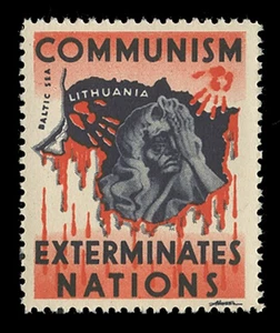 SELLO CARTEL COMUNISMO EXTERMINA NACIONES AÑOS 50 - Imagen 1 de 2