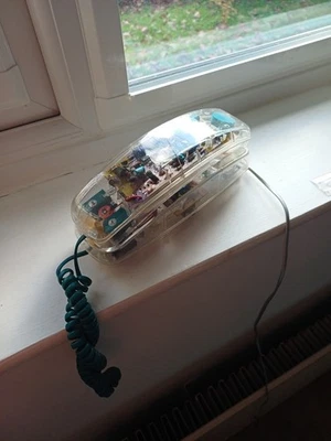 Genuine Radio Shack Clear Phone Corded Telephone Retro 1990s Antique Blue Pads - Image 1 of 4