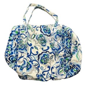 Vera Bradley Reisetasche Damen gesteppt Reißverschluss weiß blau Blumenmuster 18 x 22 - Bild 1 von 11