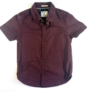 Denim and Flower Boys Burgundy Polka Dot Button Up Shirt Size 5/6 - Picture 1 of 5