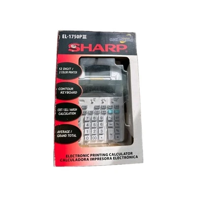 NEW Sharp EL-1750P III Printing Calculator 2 Color 12 Digit Calendar & Clock - Image 1 of 4