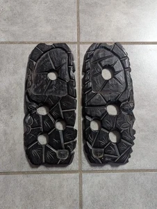 2x Pares Antiguos Chinos Madera Tallada Agua Búfalo Base Madera Dura Ajustados - Imagen 1 de 2
