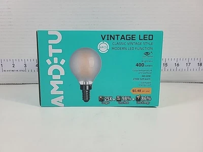 AMDTU 40W E12 Frosted Globe LED Bulbs, 2700K Warm White Dimmable Candelabra Base - Image 1 of 4