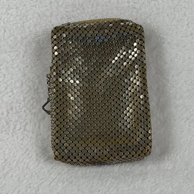 True Vintage Whiting and Davis Cigarette Case Silver  Mesh Zipper Made In USA - Image 1 of 4