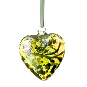 Piedra de nacimiento de agosto adorno colgante corazón de vidrio peridoto arte Amelia regalo único - Imagen 1 de 3