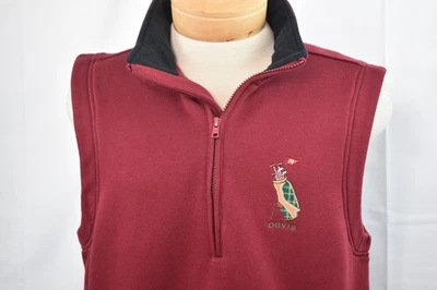 Chaleco de golf ORVIS mediano para hombre polialgodón polar 1/4 cremallera granate Foto 1 de 4