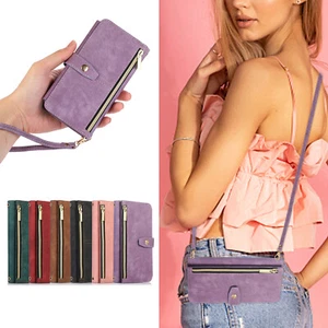Fr Samsung Galaxy S23 Ultra S22 S20 FE S10 S9 S8 Zipper Pocket Wrist Wallet Case - Picture 1 of 58