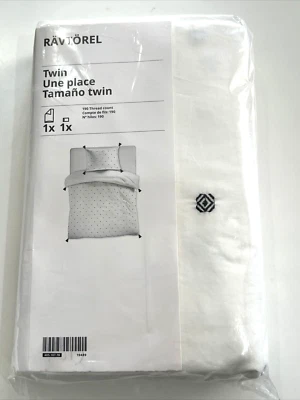 IKEA RAVTOREL Twin Duvet cover and pillowcase White/Black New 405.107.78 - Image 1 of 4