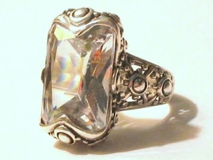 Vintage Edwardianischer Stil Sterlingsilber großer CZ Cocktail Ring 11,9 gr Gr. 6  - Bild 1 von 4